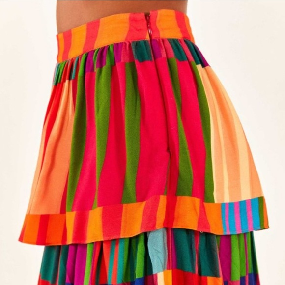 Farm Rio Sunset Stripes Tiered Midi Skirt - Picture 5 of 5